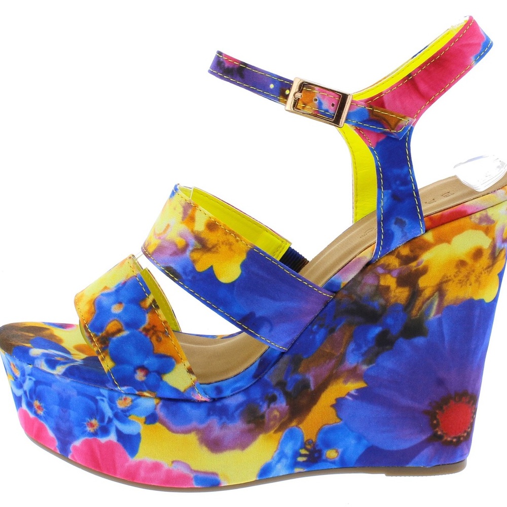Spring Bloom Floral Platform Wedge Sandal